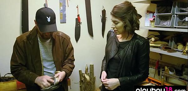  Amateur couple testing their new handmade wooden dildo